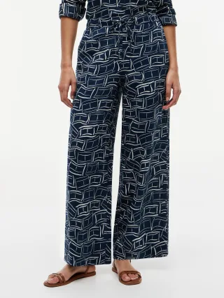 ESS LINEN PULL ON PANTS Flag Feathers Dark Night Navy - Gr. - M