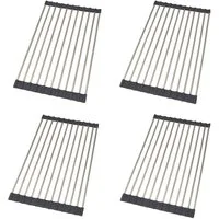 hausleben Topfuntersetzer Faltbar aus Edelstahl, 4-tlg., Hitzebeständige Rolluntersetzer rutschfest - 37 x 21 cm