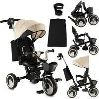 MoMi Dreirad-Kinderwagen Ivi, 360° drehbarer Sitz & höhenverstellbare Schiebestange