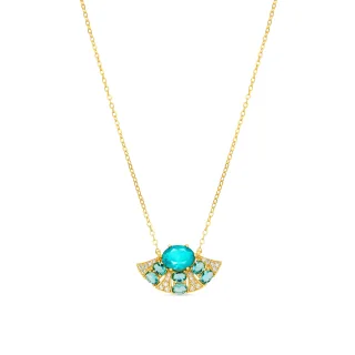 Luxenter Halskette aus 925er Sterlingsilber und grünem Paraiba-Hydrothermalquarz mit 18 Karat Gelbgold-Finish – Kioly
