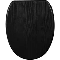 Sanilo WC-Sitz Black Wood mit Absenkautomatik & Quick Release, Premium Toilettendeckel, abnehmbar, leichte Montage von oben