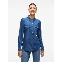 Vila Jeansbluse VIBISTA in leichter Used-Waschung