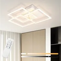 ZMH LED Deckenleuchte Wohnzimmer Schwarz/Weiß 3000-6500K Modern Deckenlampe Küche Büro, Augenschutz, Einfache Installtion, LED fest integriert, Warmweiß-Kaltweiß, weiß 36W Wohnzimmerlampe mit Fernbedienung