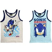 Sonic Unterhemd SONIC- 2er Pack Kinder Lizenz Unterwäsche Unterhemd Tanktop 122/128