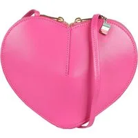 FLORENCE Umhängetasche Florence Damen Umhängetasche Leder Herz (Umhängetasche), Damen Umhängetasche Leder, pink ca. 22cm x ca. 16cm hoch