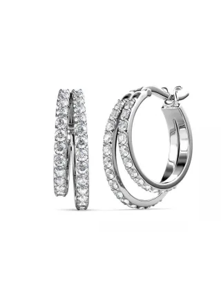 Duo-Ring-Ohrringe - Silber und Kristall