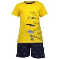 Blue Seven T-Shirt Blue Seven Baby Set Shorts und T-Shirt gelb/blau aus reiner Baumwolle, mit Frontprint