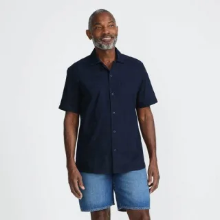 Besticktes Popeline-Hemd für Herren, Herren, size: regular, Blau, Baumwolle, by Lands' End
