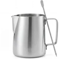 JASLIFE Milchkännchen Barista Edelstahl 350/600 ml mit Skala & Latte-Art-Stift, 0.35 l, Edelstahl, mit Skala, inklusive Latte Art Stift, rostfrei