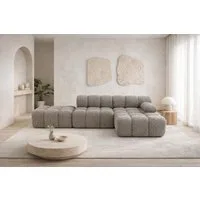 Kaiser Möbel Ecksofa modular mit Hocker, Sofa L-Form, Bouclé-Stoff Abriamo, Selia, Ecksofa mit Hocker, Modernes Design,Weiche, abgerundete Form,Hoher Sitzkomfort