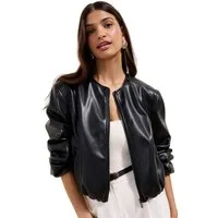 Friends Like These Lederjacke Friends Like These Kunstlederjacke mit Ballonsaum (1-St)