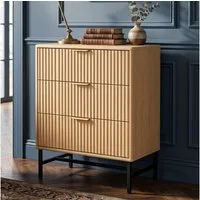 Jiexi Kommode Kommode mit 3 Schubladen 60x40cm Rillendesign Metallgestell