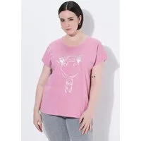 Ulla Popken T-Shirt T-Shirt Metallic-Tiermotiv Oversized Rundhals