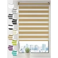 Doppelrollo Klemmfix ohne Bohren Rollos für Fenster und Tür Seitenzugrollo, Sonello, blickdicht, ohne Bohren, freihängend, Klemmfix, 30cm x 130cm Beige Duo Rollo, Lichtschutz, Jalousie mit Klemmträger