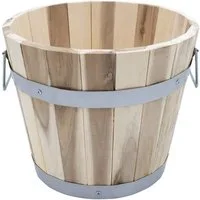 Spetebo Pflanzkübel Holz Pflanzeimer mit Griffen - 28 x 23 cm (Packung, 1 St., 1 tlg), Garten Deko Blumentopf
