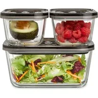 Caso Vakuumbehälter 1177 VacuBoxx Eco-Set, Glas, Kunststoff, (Set, 4-tlg., 1 Vakuumschlauch mit Adapter), 3 Glasbehälter mit Kunststoffdeckel