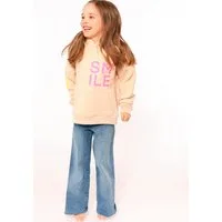 Zwillingsherz Hoodie "Alissa-Kids" mit "Smile"-Aufdruck in Neonfarben und gestickte Smiley