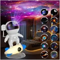 ANYSUN LED Nachtlicht Astronaut Sternenhimmel Projektor, Galaxie Projektor mit Nachtlicht, 360° drehbare Astronaut Projektor Kinder, Kaltweiß, Planetarium Projektor Lampe für Kinder Erwachsene mit 13 Planeten Disc