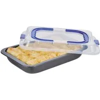 Spetebo Kuchentransportbox Metall Kuchenform mit Deckel und Tragegriff - 37 x 25 cm, Metall / Kunststoff, (Stück, 1-tlg., Party Butler), Backform mit Kunststoff Abdeckung