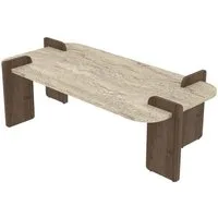 Skye Decor Couchtisch Siam Leapiri (Packung, 1 Tisch), Briete 120, Rechteckige Bauform, Travertin Walnuss Kombination