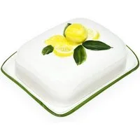 Lashuma Butterdose Zitrone, Keramik, (1-tlg., 18 x 14 cm), Butterbehälter italienisch mit Relief Dekor