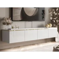 ALLHOUSE24 TV-Schrank TV-Schrank NELLY Metallbeine LED Beleuchtung Sideboard GOLD (1x TV Schrank) Breite 200 cm