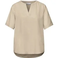 STREET ONE Kurzarmbluse QR Splitneck blouse w turn-up