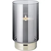 EDZARD Windlicht Isla, Rauchglas, dunkles Kristallglas mit Platinrand, H 21 cm, Ø 12 cm
