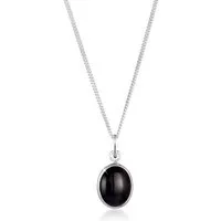 Elli Collierkettchen Onyx Anhänger Oval Klassisch 925 Silber