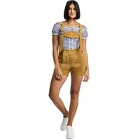 Steigenhöfer Manufaktur Trachtenlederhose Lederhose Damen Shorts Hotpants - 100% Rindsleder - Kurze Hose (Inklusive verstellbaren Trägern) Traditionelles Design - Mit Gürtelschlaufe - Dirndl Alternative