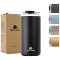 GRØNENBERG Thermobecher Kaffeebecher to go 440ml, 100% Auslaufsicher, Hält mind. 4 h warm, Rutschfest