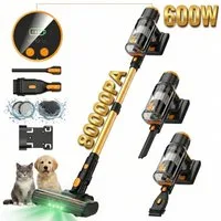 Blossom Akku-Hand-und Stielstaubsauger Akku Staubsauger 80000Pa/600W/65Min, 1,8L Staubsauger Kabellos, 50dB leise/6-Stufen-Filter/OLED Display,Ideal für Böden/Teppiche/Auto
