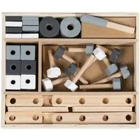 roba® Baukasten-Set Holzbaukasten, Holz-Werkzeugkiste, 48-tlg