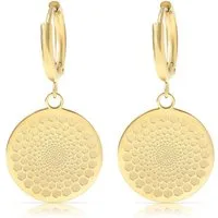 Made by Nami Ohrring-Set Gold Hängend mit Mandala Anhänger aus Chirugischem Edelstahl, Boho Schmuck Damen Hypoallergen Wasserfester Schmuck Sommer
