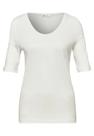 Street One - T-Shirt mit Turn-Up off white - Gr. - 46