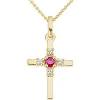 Firetti Kettenanhänger Schmuck Geschenk Gold 333 Halsschmuck Anhänger Kreuz, mit Brillanten - mit Rubin