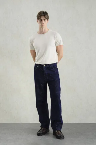 Herren Baumwoll Strickstoff Gerade-Hose