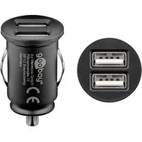 Goobay Dual USB Auto Ladegerät KFZ-Adapter Kfz-Zigarettenanzünder Stecker zu USB Typ A, kompakte Bauform / 2-fach Port / lädt 2 Geräte gleichzeitig