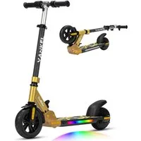 Vankel Elektro-Kinderroller Elektro-Kinderroller ab 6 Jahren, klappbar, 14 km/h, Belastbarkeit 50 kg, Champagnergold, 6,5 kg leicht, LED, bis 50 kg