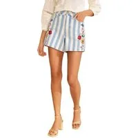 Love & Roses Jeansshorts Love & Roses Denim-Midikleid mit Stickerei (1-tlg)