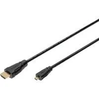 HDMI High Speed Kabel mit Ethernet, Typ D > Typ A schwarz, 1 Meter, Micro-HDMI