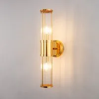 LOHAS-LED Wandleuchte Zweiflammige Wandleuchte mit geriffeltem Glas, ohne Leuchtmittel, Moderne Wandlampe mit zwei E14-Fassungen