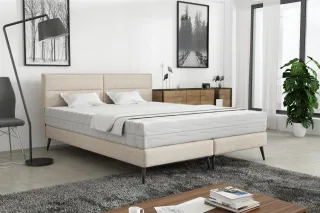 Polsterbett Doppelbett BERGAMO 160x200cm Stoff Gemma Beige ohne Matratze