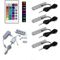 QLS LED Unterbauleuchte Weiß 12V mit Fernbedienung 16 Farben Dimmbar, LED fest integriert, Set Glaskantenbeleuchtung SMD 5050 RGB