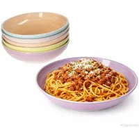 MamboCat Pastateller 6er Set Spaghettiteller Pastello buntes Steingut Pasta Salate Bowl