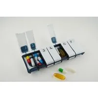 omeo Pillendose Pillendose 7 Tage, Super leicht, Weiss Marineblau