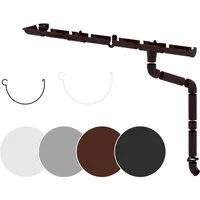 RainWay Dachrinne, Regenrinnen Komplettset (1 Dachseite) - PVC-U Kunststoff in 4 Farben, für Dachflächen < 100m² empfohlen (Komplettes Set - 6 Meter) Regenrinnen PVC Plastik