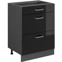 Vicco Unterschrank R-Line Schwarz Hochglanz/Anthrazit 60cm ohne Arbeitsplatte (1-St)
