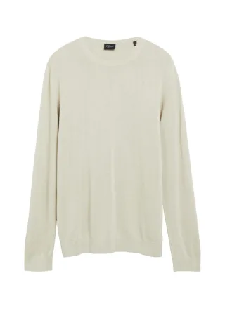s.Oliver BLACK LABEL - Strickpullover mit Rundhals beige - Gr. - S
