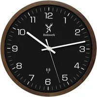 Holzwerk Funkwanduhr Designer Holz Funk Wand Uhr (Nahezu lautloses Uhrwerk, analog, 30 cm)